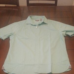 Casual Blue Button Down Shirt with Short Sleeves